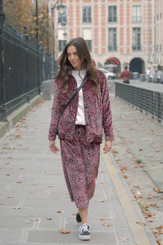 JUPE PADOUE - Velvet grenat glow