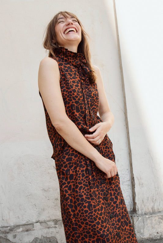 TOP VIOLETTE – Imprimé Girafe