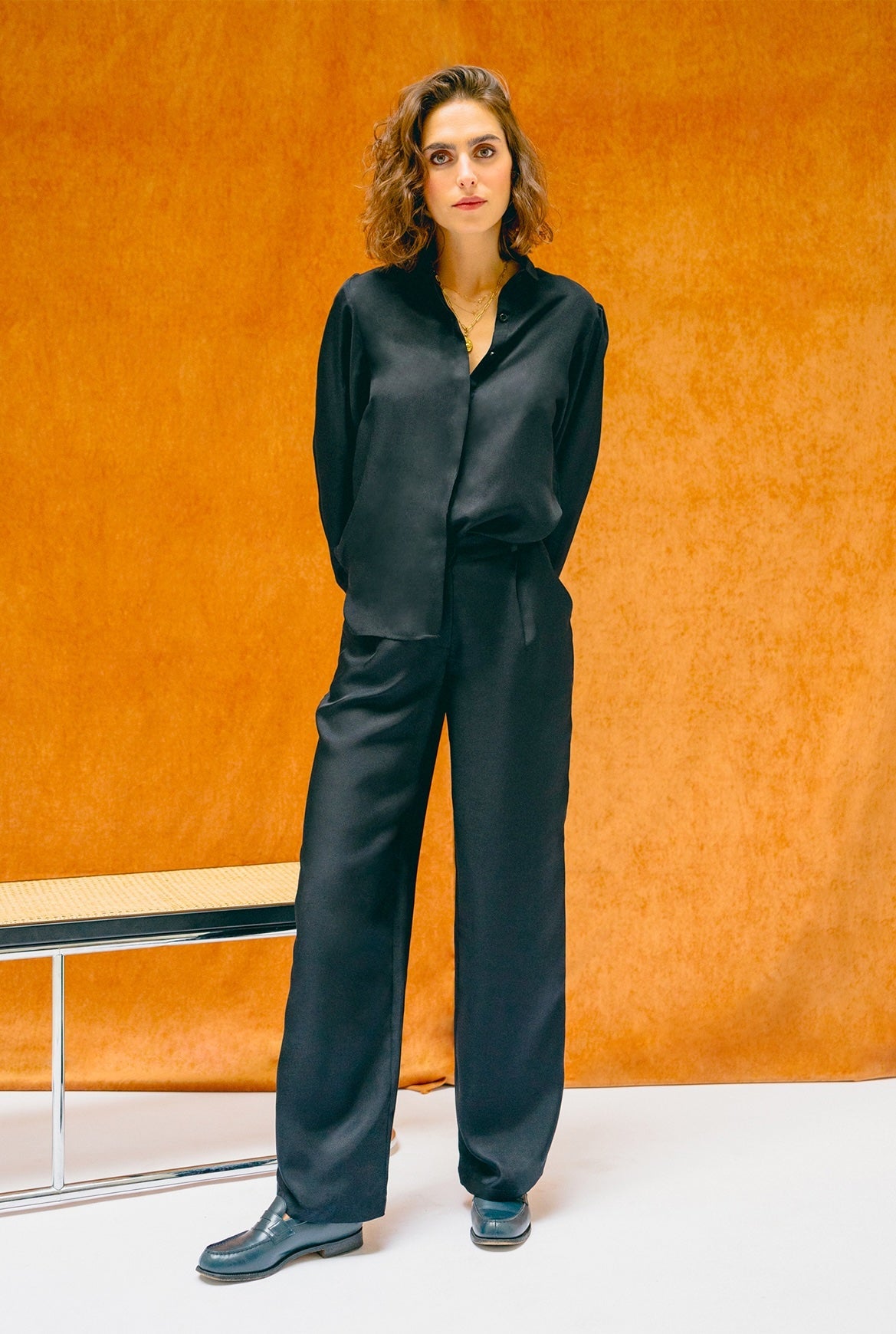 Pantalon Slim Tissage Enduit Noir Stark Femme - 2290982-noir00 Pantalon Slim Tissage Enduit Noir Stark Femme - 2290982-noir00