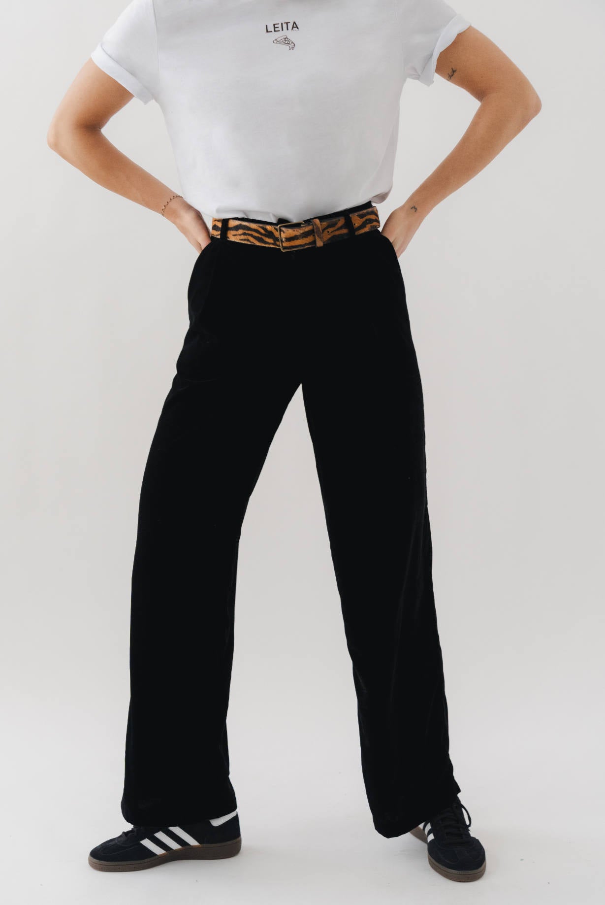 BLACK VELVET FLUID PANTS - HOPE