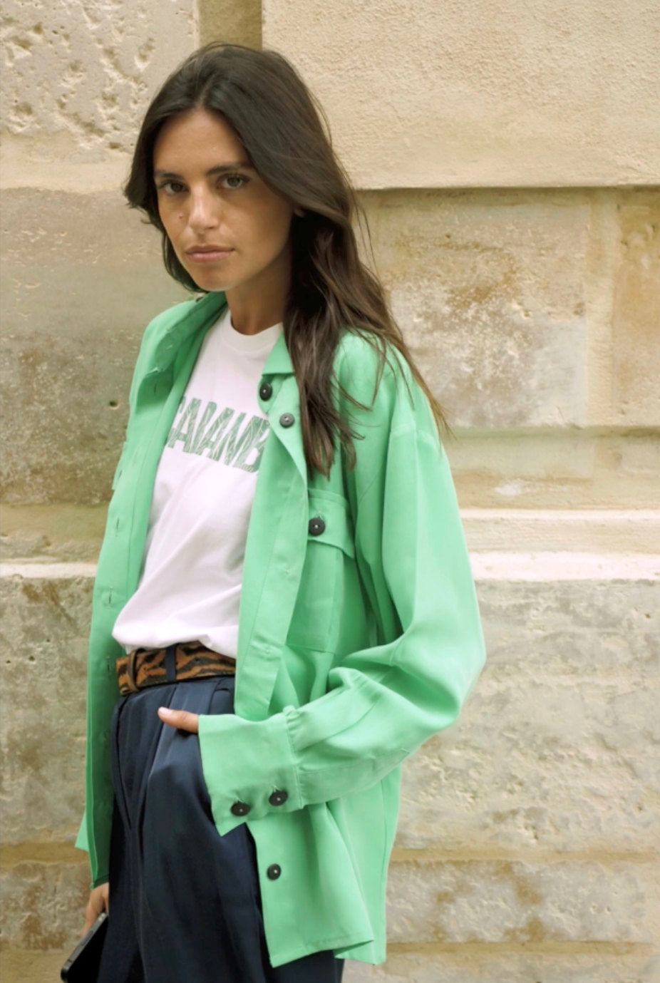 CHEMISE OVERSIZE VERT CACTUS - MOLLIE