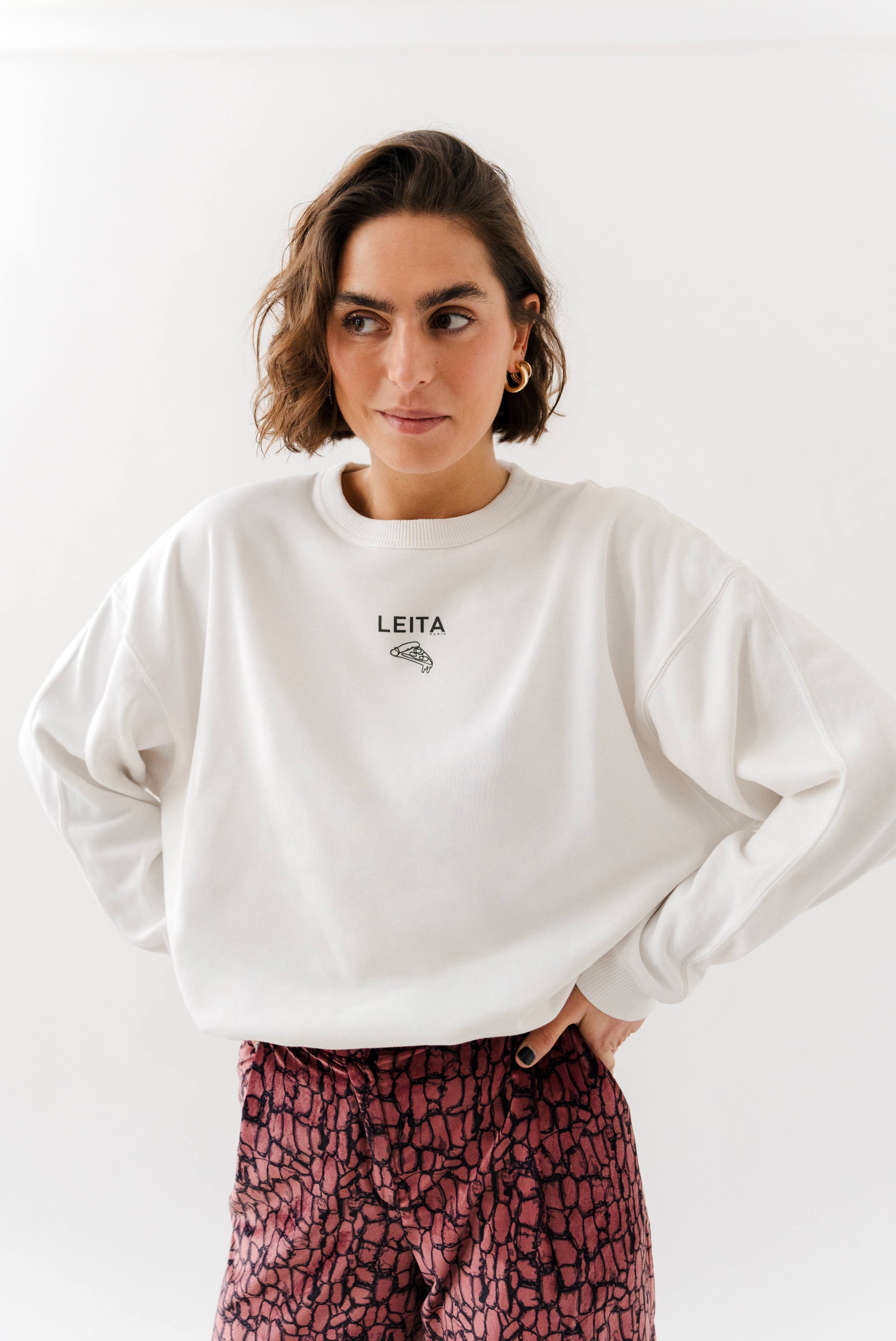 sweat-shirt oversize écru