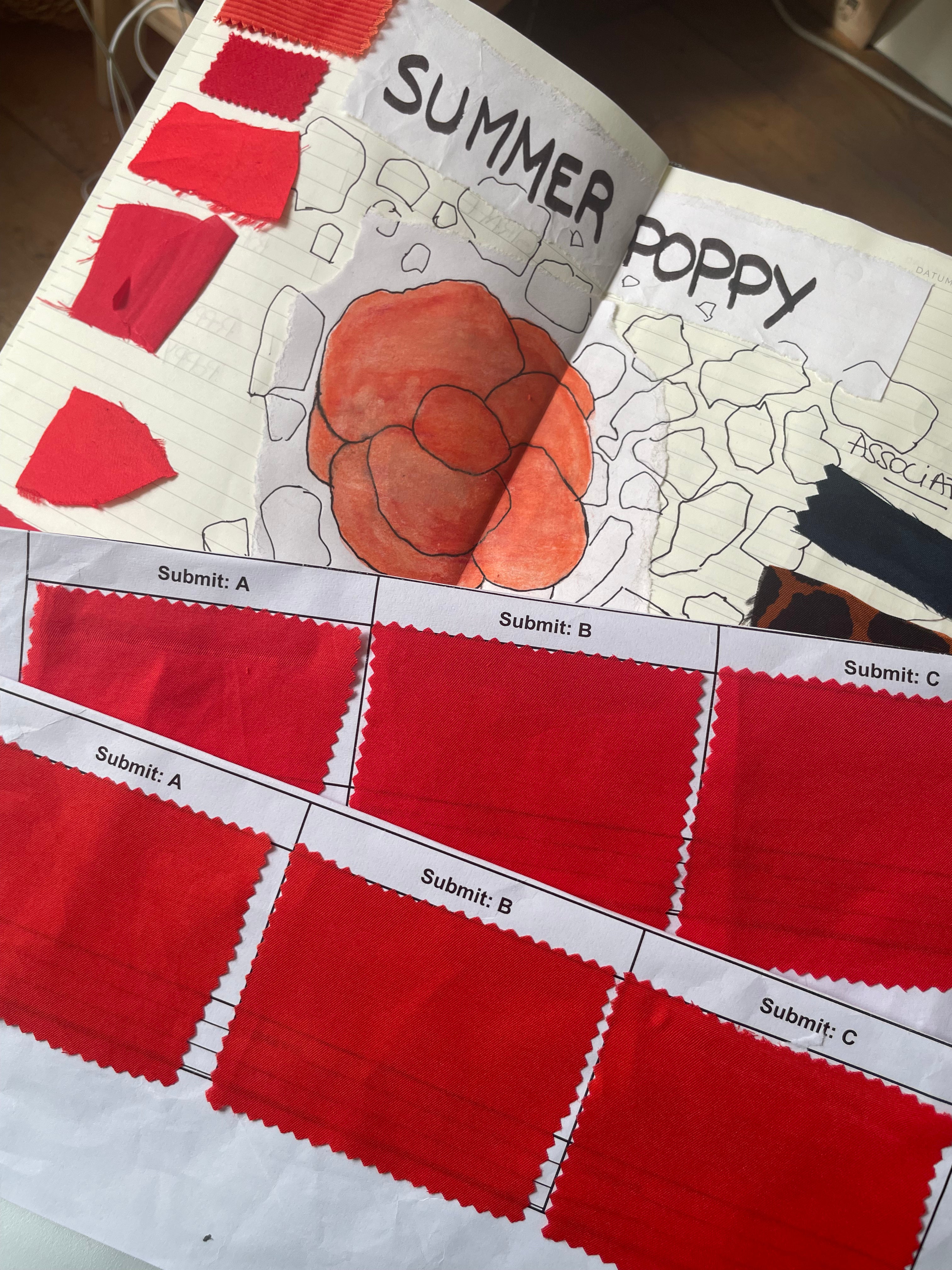 Echantillon de couleur rouge coquelicot pour la capsule Solar vibes