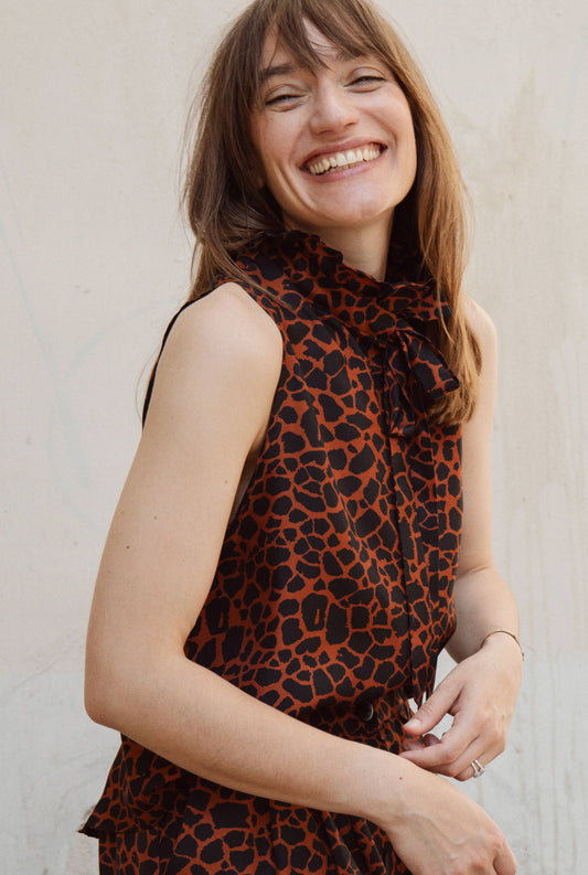 TOP VIOLETTE – Imprimé Girafe